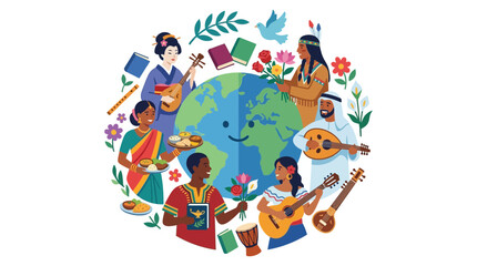 Fototapeta premium Diverse People Celebrating World Culture and Global Unity Illustration