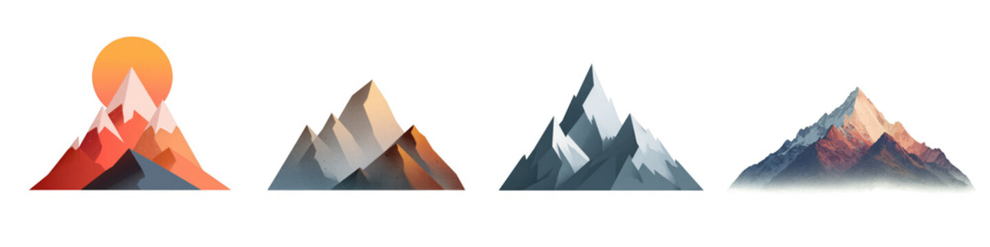 Mountain png isolated in 2d icon transparent using for presentation.
