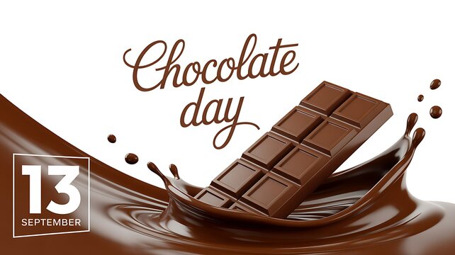 Chocolate bar with liquid splash for chocolate day september
