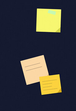 Floating sticky notes in dark space