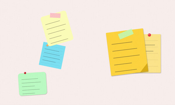 Colorful sticky notes with lines isolated on background