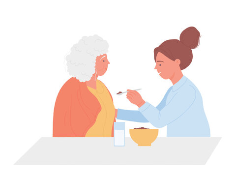 Nursing team for seniors people. Elderly care and assistance vector illustration
