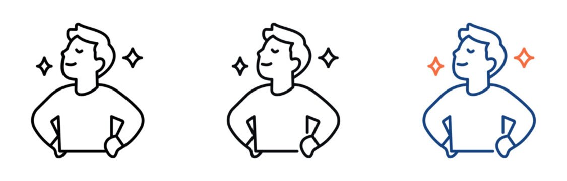 True Confidence line icon multiple. Vector illustrations