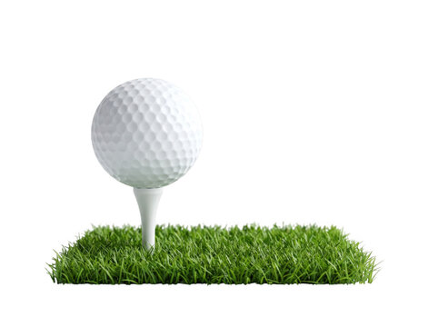 Golf ball on a tee with grass background