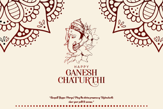Happy Ganesh Chaturthi Festival Background Design and Greeting Card. Birthday of Lord Ganesh Celebration and Creative Poster Vector Illustration.