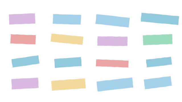 A grid of rectangular paper strips in various pastel colors set against a solid black background, for use in compositions