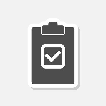 Check list sign icon sticker isolated on gray background