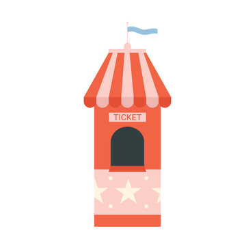 Circus entrance tickets tent. Amusement park and entertainment arena vector illustration