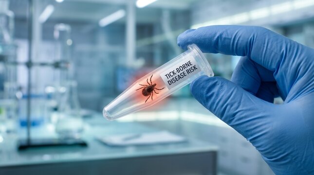 Tick-Borne Disease Risk Concept with Tick Specimen in Laboratory Test Tube