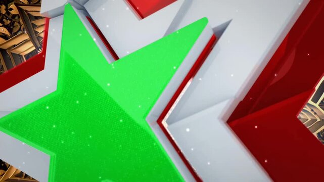 3D Red and White Star Frame Green Screen Intro Broadcast Template with multiple green screen animation framesclose up of a stack of red peppers