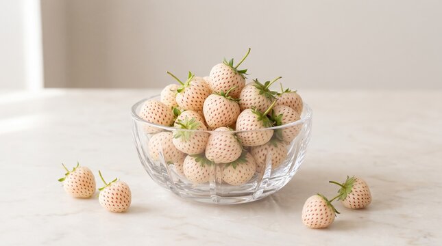 White pineberries (white strawberries with red seeds).