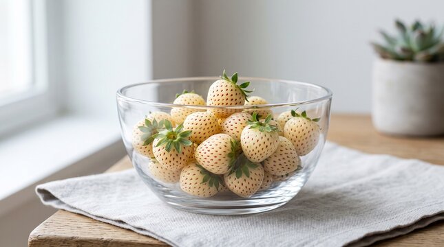 White pineberries (white strawberries with red seeds).