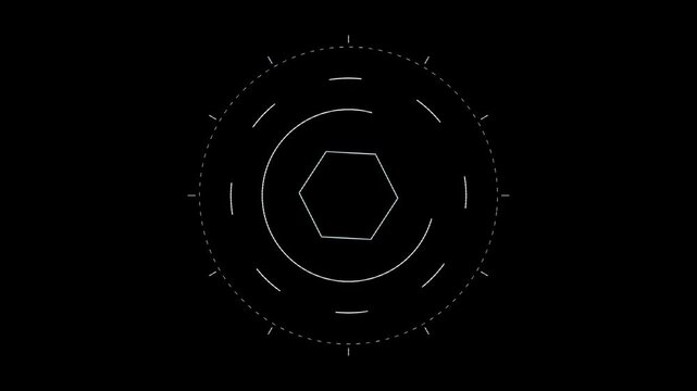 Minimalist HUD Hexagon Interface with Digital Glitch Loop, Moderate Soft Glitch Transition - Subtle Digital Effect 4K