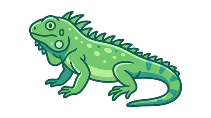 Fototapeta premium Green Iguana Cartoon Vector Illustration