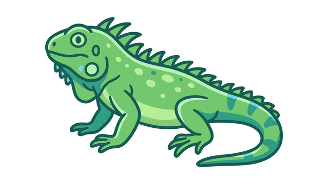 Green Iguana Cartoon Vector Illustration