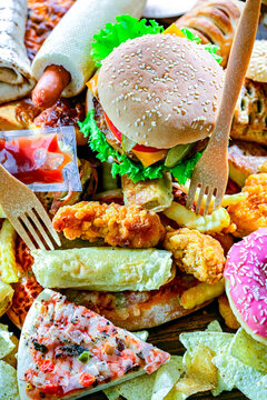 Fast food leftovers. Wasted food