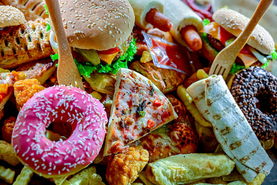 Fast food leftovers. Wasted food