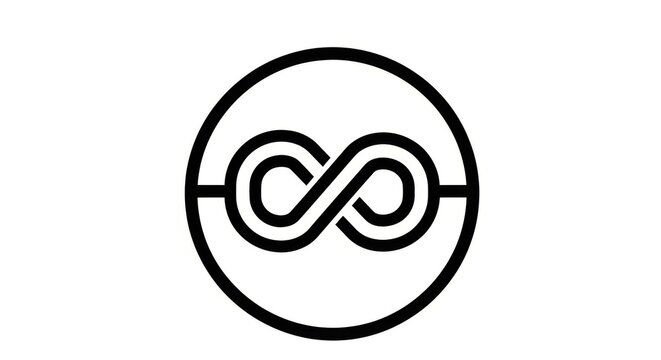 Minimal infinity symbol icon in a circle
