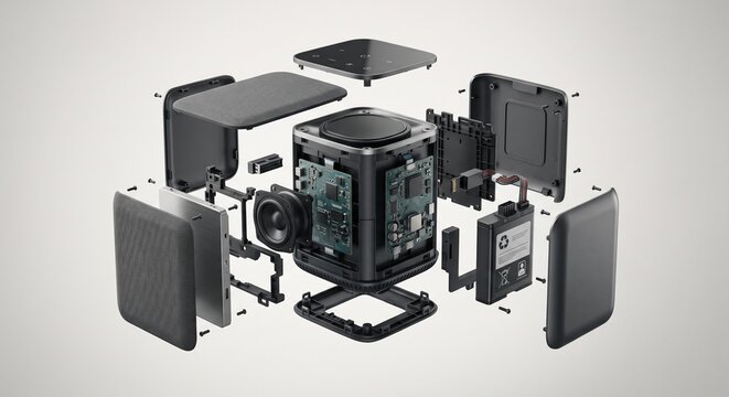 Exploded Modular Electronics Showing Easy Plastic Component Replacement