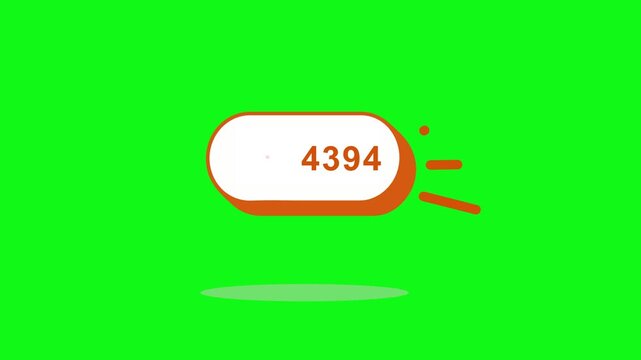 Digital Toggle Switch with Number 0 on Green Screen Background