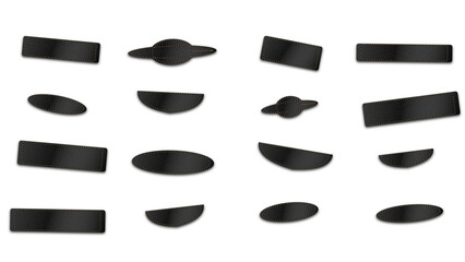 Collection of various dark grey metallic shapes, including rectangles, ovals, and saturn-like rings, arranged on a solid black background © Design Planer
