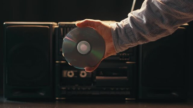 Boombox vintage CD player close up macro retro stereo cassette radio music audio device detail