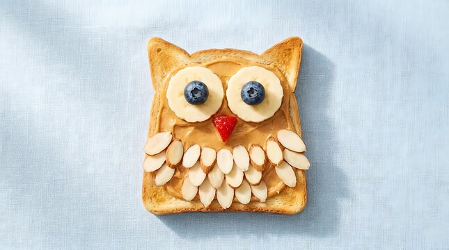 Cute Owl Shaped Peanut Butter Toast for Kids Breakfast Meal Idea