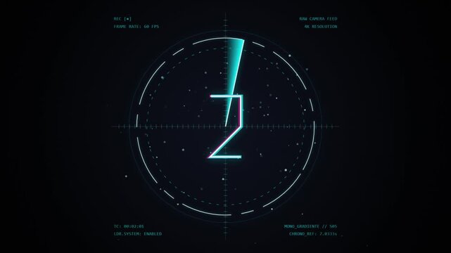 Futuristic digital radar screen displaying countdown number four with cyan glowing scan line 