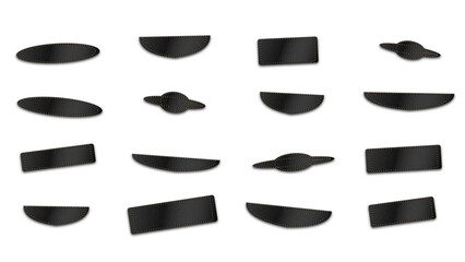 Set of dark grey metallic buttons and geometric shapes with a glossy finish, isolated on a black background, for digital interface © Design Planer