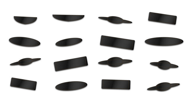 Set of dark grey metallic geometric shapes, such as rectangles, ovals, and ringed spheres, arranged against a solid black background surface