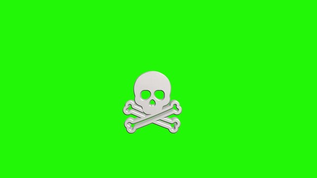 Skull and Crossbones Symbol on Green Screen Background