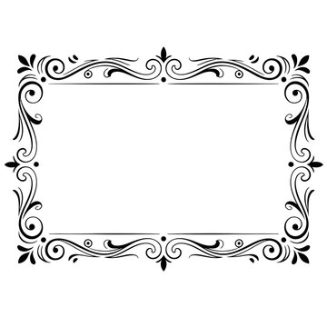 Fine scrollwork rectangular ornamental border frame