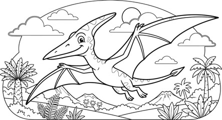  a line art of pterodactyl © Tasnuva