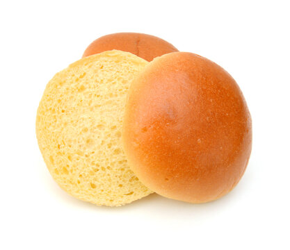 Stack hamburger buns on white background 