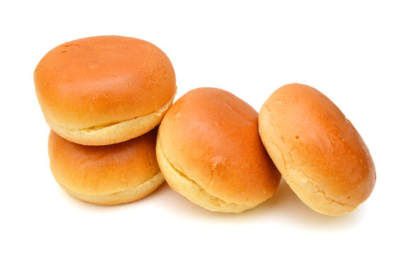 Stack hamburger buns on white background 