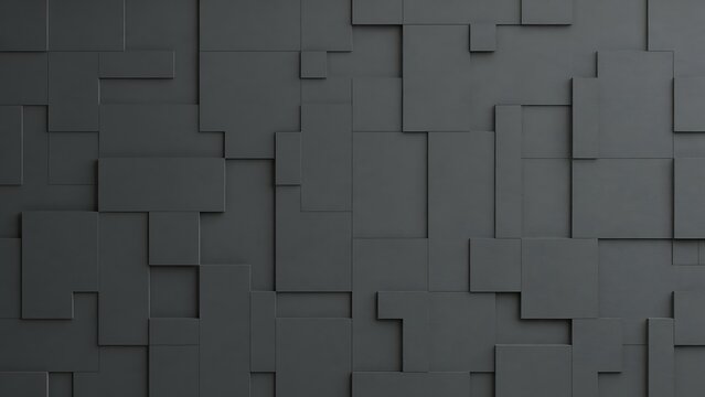 Abstract dark gray geometric background with 3D overlapping square block patterns