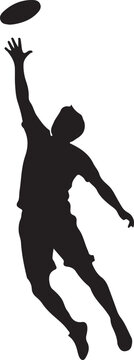 Ultimate Frisbee Player Silhouette Jumping Sports Action Athlete Black Vector