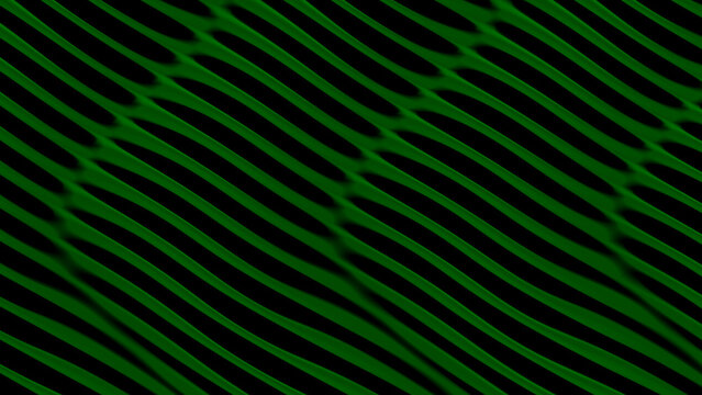 Abstract dark green diagonal wave pattern background with flowing lines and moire effect
