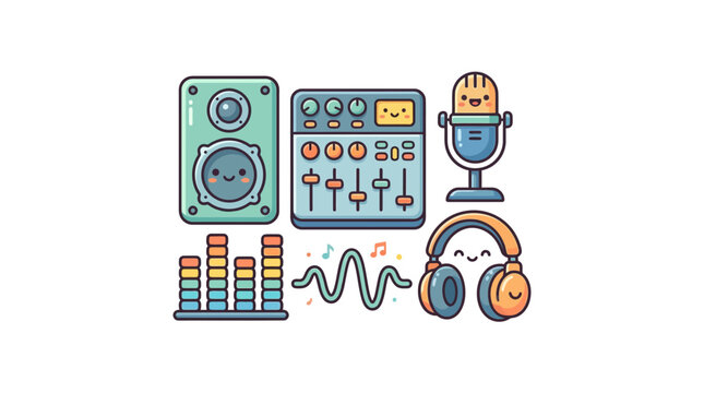 Cute Cartoon Music Production Equipment Set