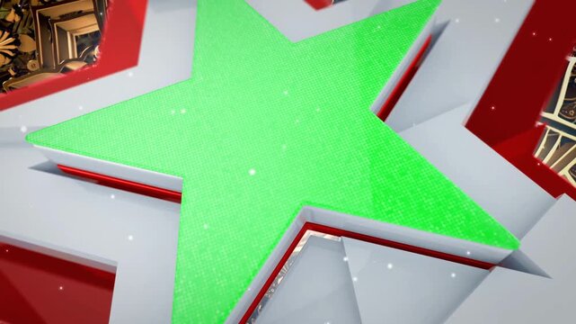 3D Star Frame Chroma Key Green Screen News Opener Template with multiple green screen animation frames and intro animation
