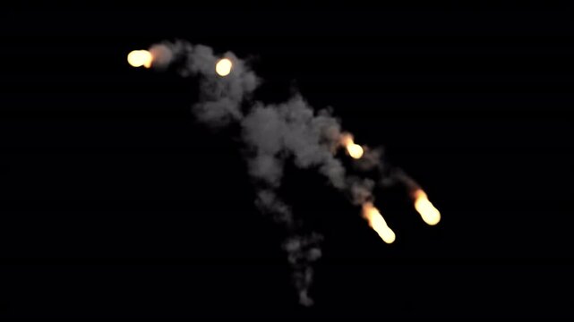 burst trail front explosion with fiery smoke