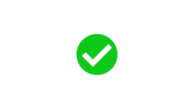 Check mark on transparent background with alpha channel. approved tick mark icon, Check mark icon animation, right mark icon. Tick mark icon animation. Check mark animation with circle alpha channel