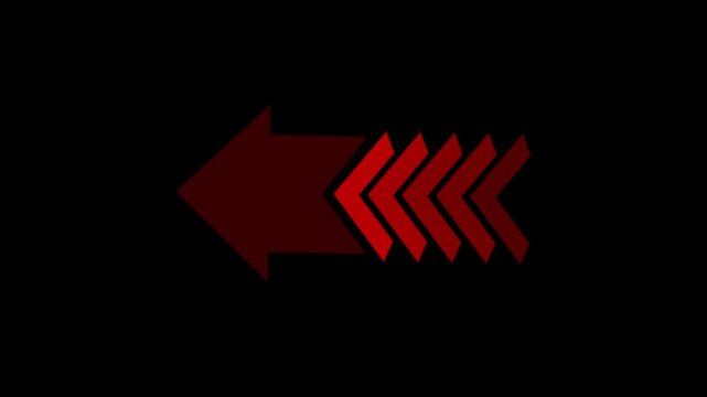 Red Left Arrow Icon Animation with Transparent Alpha Channel, Direction Arrow Motion Graphic 4K