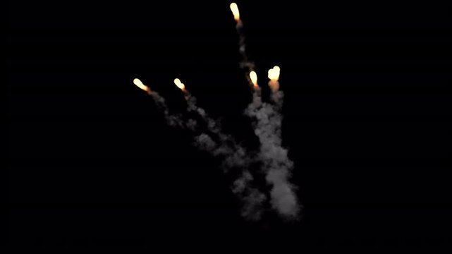 burst trail bottom explosion with fiery smoke