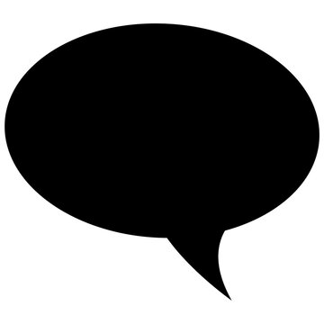 Solid black speech bubble, oval chat box and conversation icon vector
