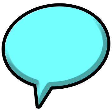 Cyan Blue Oval Speech Bubble Comic Chat Message Cloud Outlined Icon Vector Isolated

