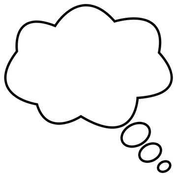 Thought Bubble Outline Icon, Cloud Speech Balloon Symbol Isolated on White Background