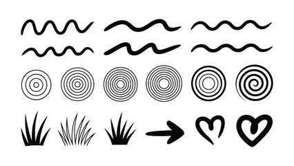 Fototapeta premium Black abstract vector icons transforming into hearts