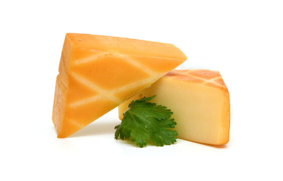 Piece of cheese isolated on a white background