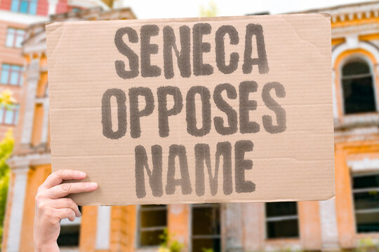 "Seneca opposes name" Indigenous nation fights Lake America renaming. SENECA. OPPOSE. INDIGENOUS. RENAME. LAKE.